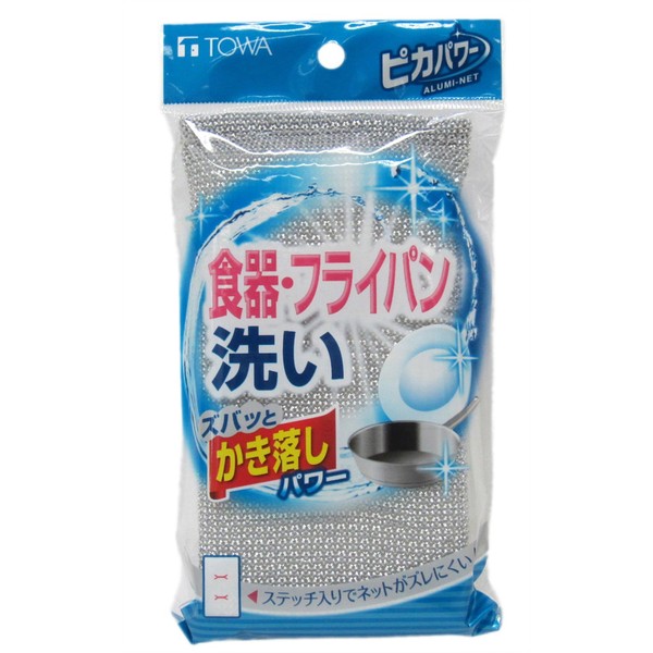 Towa Sangyo TW45060 Kitchen Sponge Pika Power Aluminum Net Stitching Multi Product Size (Approx.): 3.3 x 1.0 x 6.1 inches (8.5 x 2.5 x 15.5 cm)