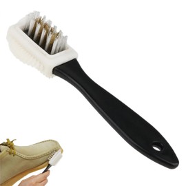 1 Pcs Suede Brush for Shoes,4-Sided Nubuck Shoes Brush,Nubuck And Multifunctional 4-Sided Cleaning Shoes Brush for Suede Leather Boots Cleaning(Brass And Nylon Bristle)