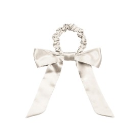 [COCOSILK] Silk Hair Rubber Non-Tracing 100% Silk Hair Elastic Stylish Adult Hair Accessory Coco Silk Hair Elastic (Medium Ribbon), Silver Pink