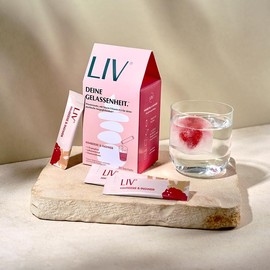 LIV Nahrungsergänzungsmittel zum Auflösen in Wasser - Pflanzenstoffe, L-Tryptophan und Vitamine für mehr Gelassenheit im Alltag | 100% Vegan, hohe Bioverfügbarkeit | Himbeere & Ingwer