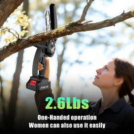 Mini Chainsaw Cordless, 6 inch Electric Chain Saw, Gardening Tool Saw for Wood/Tree Cutting, Garden & Household Use Stocking Stuffers Gift for Men Dad Husband(2 Batteries)
