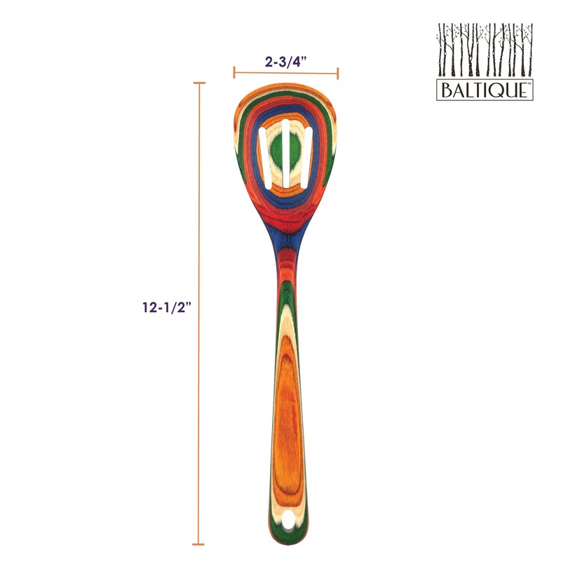 Baltique Marrakesh Collection 12-1/2" Wooden Slotted Spoon, Safe for Nonstick