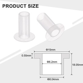 sourcing map 24pcs Flanged Sleeve Bearings Plastic Bushings ID 6.2mm x OD 8.04mm x Length 18.05mm Nylon Bushings, White