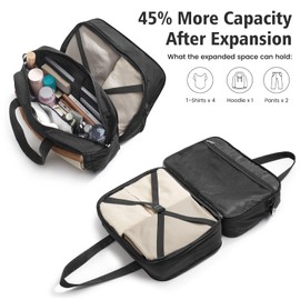 G4Free Carry On Travel Duffle Bag, Lightweight Gym Tote Bag, Expandable Weekender Bags with Wet Pocket for Men and Women (Black&Brown)