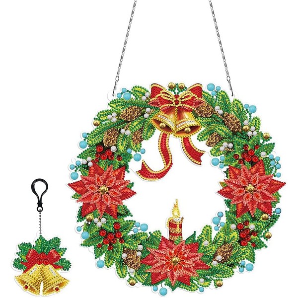ASDSH Diamond Art Christmas Ornament Home Decor Gift DIY Diamond Painting Diamond Wall Art Full Drill Interior Arts Crafts Painting Kit Full Drill Embroidery Tools and Key Holder Included Decoration