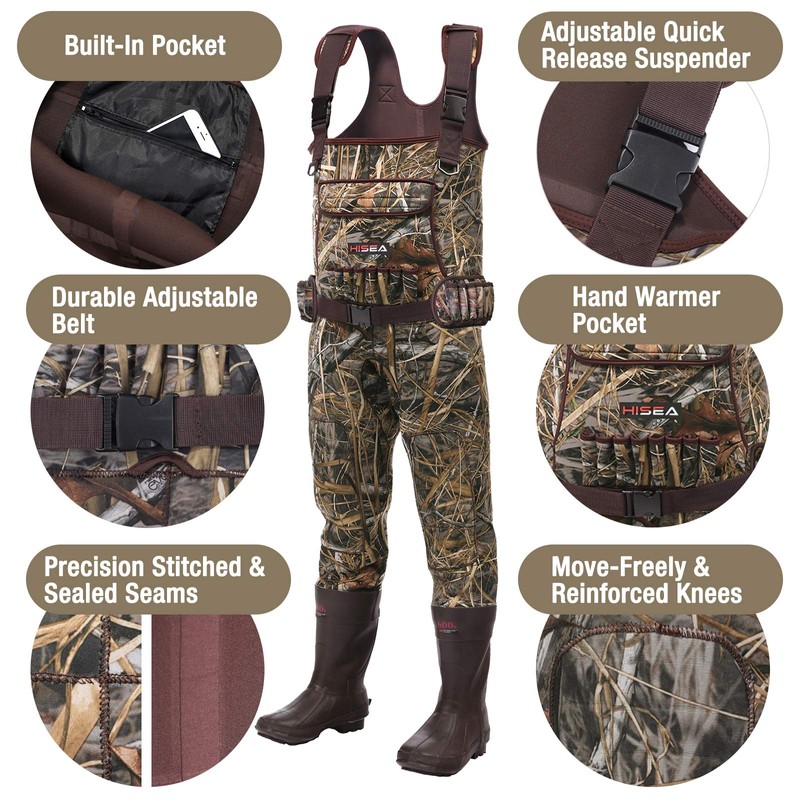 HISEA Hunting Waders for Men with 600G Insulated Boots, 4.5mm