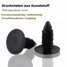 KIMISS 50pcs Car Plastic Rivets Snap Fasteners Body Trim Clips Plastic Push Pin Rivet Retainer Clips Car Bumper Plastic Rivet Fastener Retainer Trim Push Pin Clip Black