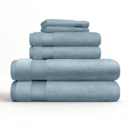 Linen Market Luxury 6 Piece Towel Set (100% Cotton) - Ultra-Soft & Absorbent 2 Bath Towels, 2 Hand Towels, 2 Wash Cloths - Hand Towels for Bathroom Set - Light Blue