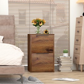 LUCYPAL 2-Drawer File Cabinet,Wooden Drak Brown File Cabinets for Letter Size,Under Desk Filing Cabinet with Hanging Bars for Home Office,Vertical Filing Storage,Assembly Required