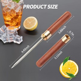 2 Pack Ice Pick - 9 Inch Ice Cutter, Stainless Steel Ice Pick with Cover & Non-Slip Wooden Handle, Break Ice Tool for Bars, Kitchen, Bartender Breaking Ice