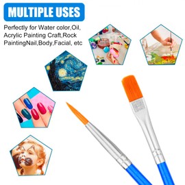 100PCS Art Paint Brush Set, Small Paint Brushes Bulk with Flat and Round Pointed Paint Brushes, Better Brush for Artists, Adults & Kids, Kids Paint Brushes for Acrylic Painting and Crafting - Blue