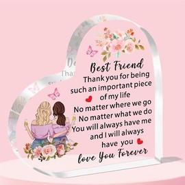 JETTOP Best Friend for Women Friendship Gifts for Female Acrylic Plaque Gifts for Friends Birthday Christmas I Will Always Have You