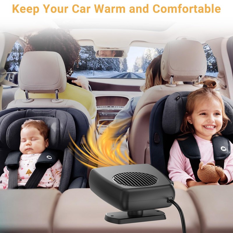 12V Car Heater, 200W Portable Windshield Defroster with Heating/Cooling Fan