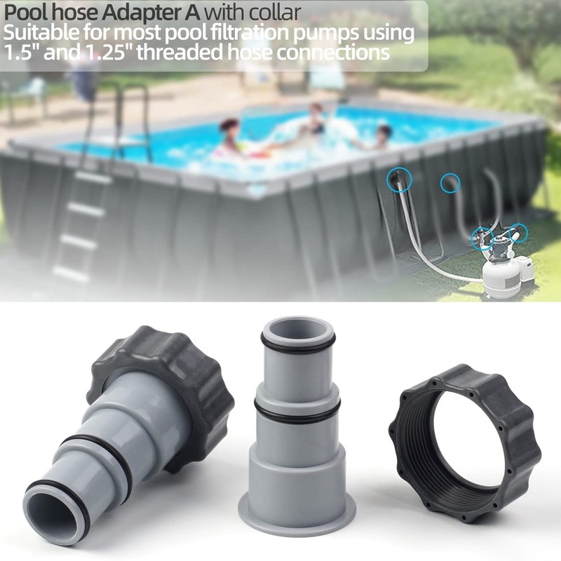 Pool Hose Adapter A with Collar for Intex Threaded Connection