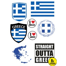 Daged Greece Sticker Card Pack of 8 – Car Sticker Motorcycle Biker Flag Vinyl AKN