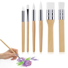 6pcs Wooden Paint Brush Set,Paintbrushes for Acrylic Painting Brushes Artist Paintbrushes Set,Paintbrushes for Acrylic Painting Painting Brushes Kit Artist Paintbrushes for DIY Arts Crafts Supplies