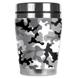 Mugzie brand 10-Ounce Mini Travel Mug with Insulated Wetsuit Cover - Grey Camouflage