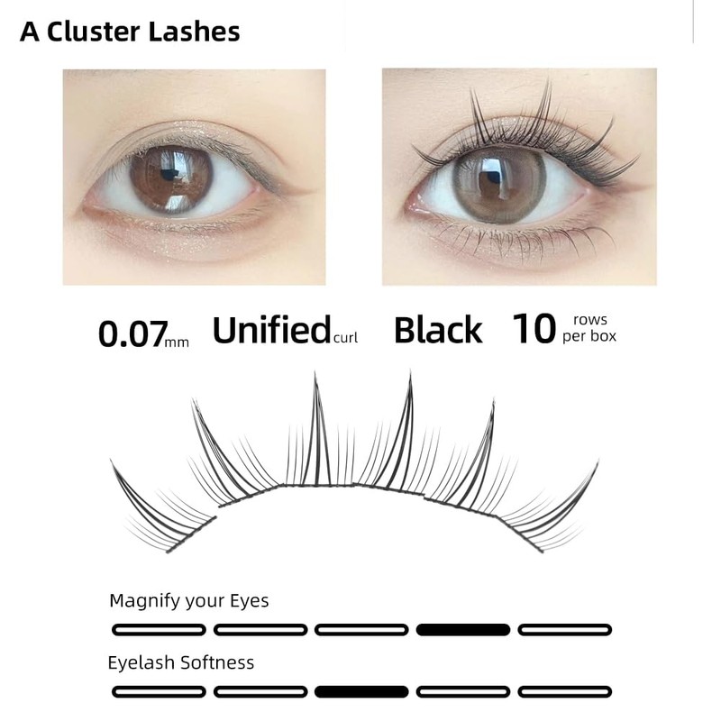 NAGARAKU DIY Self Grafting Segmented False Eyelashes 0.07mm Individual Cluster