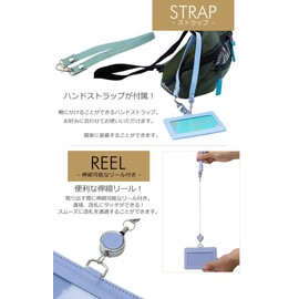 KOYOKOMA Pass Case, Commuter Holder, Extendable Case, Card Case, Ticket Gate Touch, Bag Included, Hand Strap, Reel Included, Employee ID Card for Work or School Commutes, green (mint green), Portrait