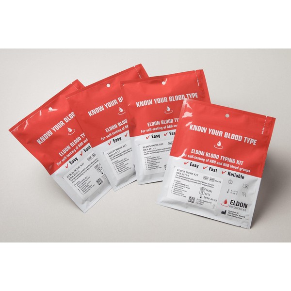 Eldoncard INC Blood Type Test (COMPLETE KIT) - Air Sealed Envelope, Safety Lancet, Micropipette, Cleansing Swab - 5 Pack