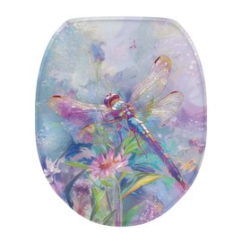 Dragonfly Toilet Seat Covers for Bathroom Polyester Fabric Soft and Breathable Toilet Lid Cover Polyester Fabric Universal for Most Toilet Bowl Lids