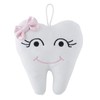 Stephan Baby Plush Tooth-Shaped Fairy Pillow, White with Pink Bow,