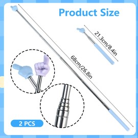 Oslynia 2 Pcs Pointer Finger Stick for Teacher Supplies, Blue and Purple Retractable Teachers Hand Reading Finger Pointer Stick, Flexible Length Pointers for Classroom Presentation Supplies