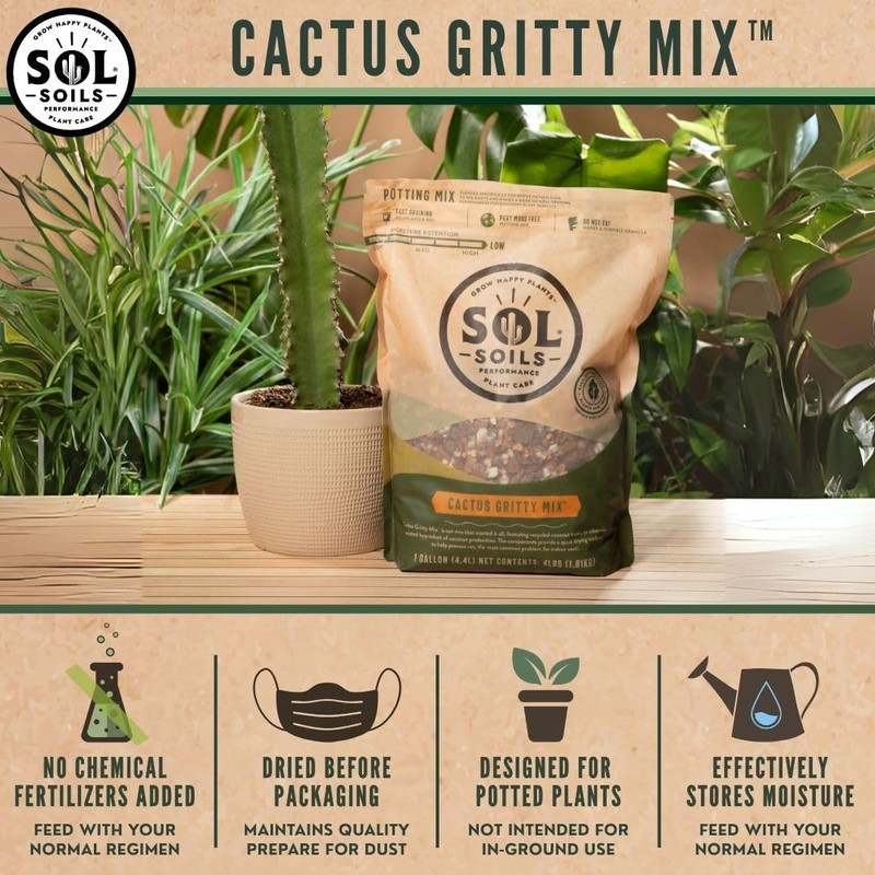 Sol Soils Cactus Gritty Potting Mix - Fast Draining, Peat