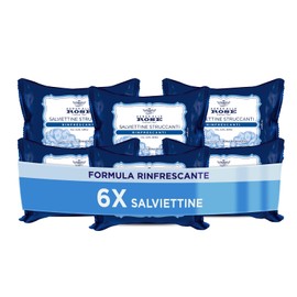 Acqua alle Rose, Erfrischende Make-up-Entferner-Tücher für alle Hauttypen, mit destilliertem Damaszener-Rosenwasser, Make-up-Entferner auf Gesicht, Augen und Lippen – 6 Packungen mit je 20 Tüchern