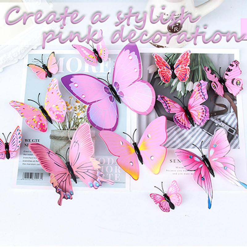 24 PCS 3D Butterfly Wall Sticker Decor, DIY Butterfly Decorations,