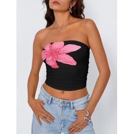 Trendy Queen Womens Tube Tops Going Out Summer Y2k Cheetah Print Top Sleeveless Strapless Cute Teens 2025 Corset Black XS