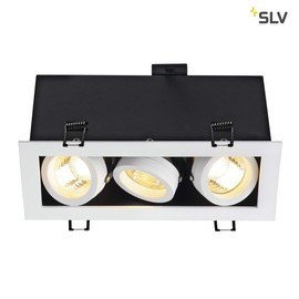 SLV 115531 Kadux 3 Downlight Ceiling Recessed Spotlight, 3 x GU10, 230 V, Spring Clip, White