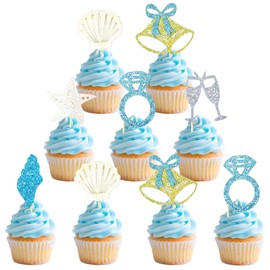 JeVenis 24 PCS Last Toast on the Coast Cupcake Topper Coastal Bachelorette Decoration Beach Theme Engagement Bridal Shower Party Supplies