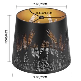 KOZEOTA Metal Lamp shades Set of 2, Drum Lampshades 7.9" Top x 9.8" Bottom x 7.9" High,Small Lampshades,With Pattern of Ear of wheat,For Table Lamp - Lampshades Replacement (Ear of wheat)