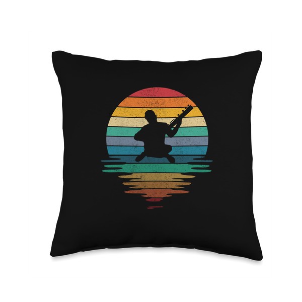 Sitar Player Sitarist Musicians Sitars Silhouette Throw Pillow