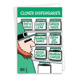 NobleWorks Funny St. Patrick's Day Greeting Card with 5 x 7 Inch Envelope (1 Card) Clover Dispensaries C10508SPG