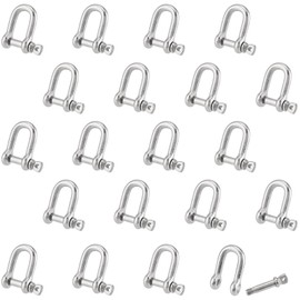 PUCSIQ Pack of 20 Shackles D Shape M4 Stainless Steel Shackles D Stainless Steel 304 v4a Rustproof Shekel Heavy Rigging Cords Wire Rope Steel Cable Connector Steel Chain Silver