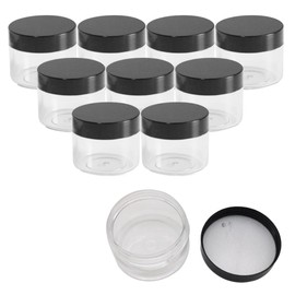 12Pcs 30ml/30g Empty Plastic Cosmetic Jars Clear Round Plastic Jars with Black Screw Lids Makeup Cream Sample Containers Pots Bottles for DIY Travel Creams Powder Lip Balm Samples