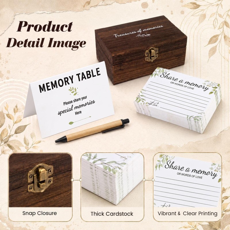 Kryndle Funeral Favours, 100 Pcs Funeral Memory Cards, Brown