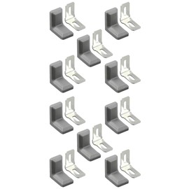 SagaSave L Corner Brackets, 10PCS Shelf Brackets, 90 Degree Right Angle Metal Shelf Corner Brace Plates with Plastic Cover (Grey)