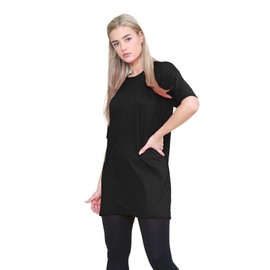 janisramone® Women's T-Shirts, Casual Short Sleeve Tops for Women UK - Soft & Comfortable Oversized Tunic Baggy Pj Dress - Perfect Ladies Summer Tops Black