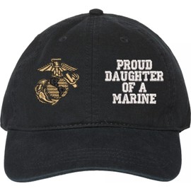 MilitaryBest Proud Daughter of a Marine U.S. Marine Corps Unstructured Dad Cap (Black)