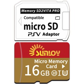 SD2Vita 6.0 PS Vita Memory Card Adapter with 16GB Micro SD Card, High Speed microSDHC UHS-I Flash Memory Card with PSV Micro SD Card Adapter for PSV 1000/2000 PSTV FW 3.60 HENkaku Enso System