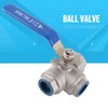 1pc Stainless Steel SUS304 Pipe Ball Valve Three Way T