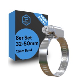 Pangaea Tech Pangaea Tech Edelstahl Schlauchschellen 32-50 mm - 12mm Bandbreite - 8 Stck - Profi Qualit?t nach DIN 3017 (W2) fr Pool, Teich und Garten
