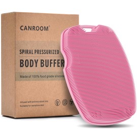 canroom Silicone Body Scrubber - Zinc Infused - Exfoliating Body Scrubber for Smooth Skin,Durable & Sustainable,Suitable for All Skin Types - Pink