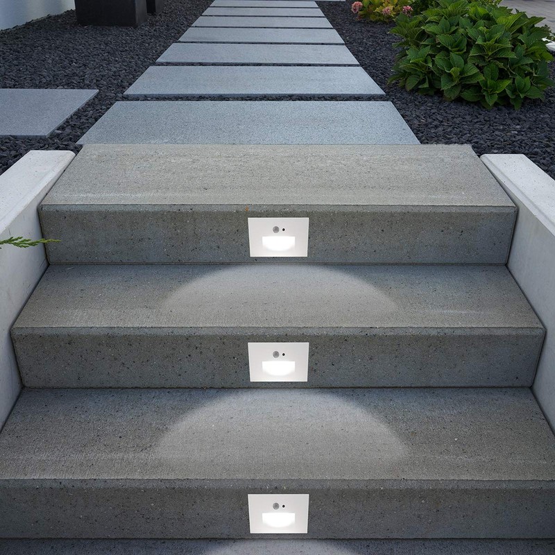 BAZZ White Integrated LED Step Stair Light Motion Sensing, Indoor/Outdoor