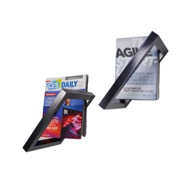 Kirpi Black Floating Shelf Set of 2, Magazine Wall Display, Wooden Frame Magazine Holder, Hanging Book Organizer, Rustic Wood Wall Mounted Bookshelf, Size 11" x 9"