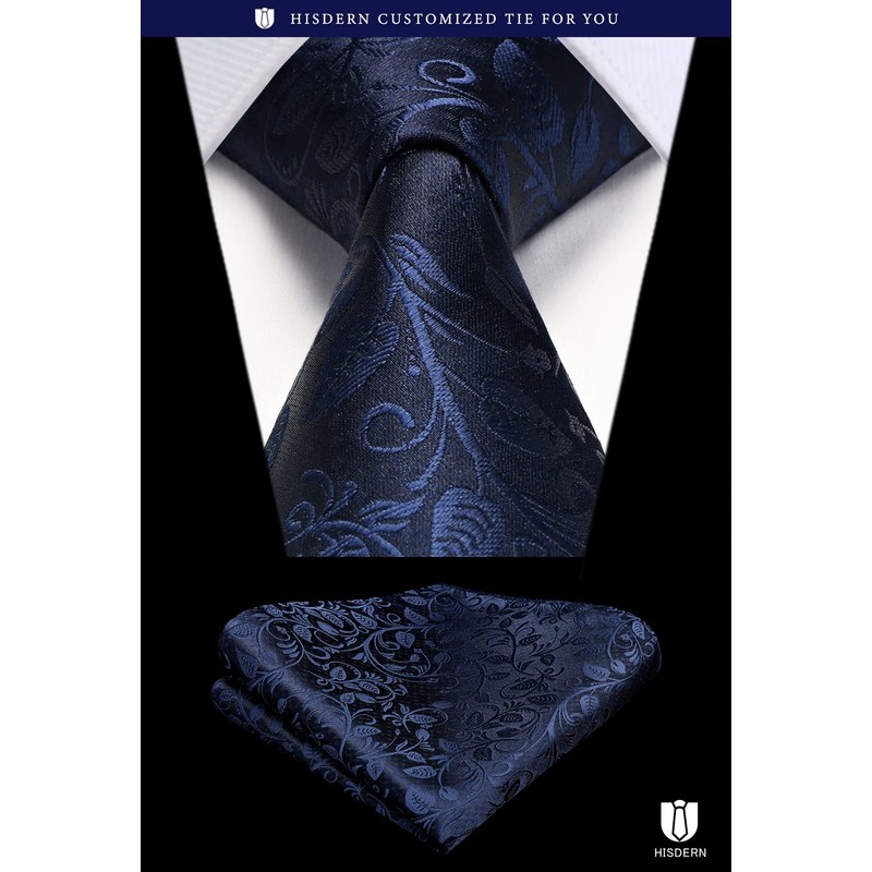 Hisdern TP-01S Men’s Paisley Pattern Necktie and Square Set, Business,