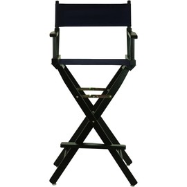 Oakestry 30-inch Directors Chair with Black Wood Frame and Navy Blue Canvas Seat and Backrest Folding Portable Bar Height Tall Chair for Makeup Artists, Filmmaking Events, Patio Camping, and Home Use